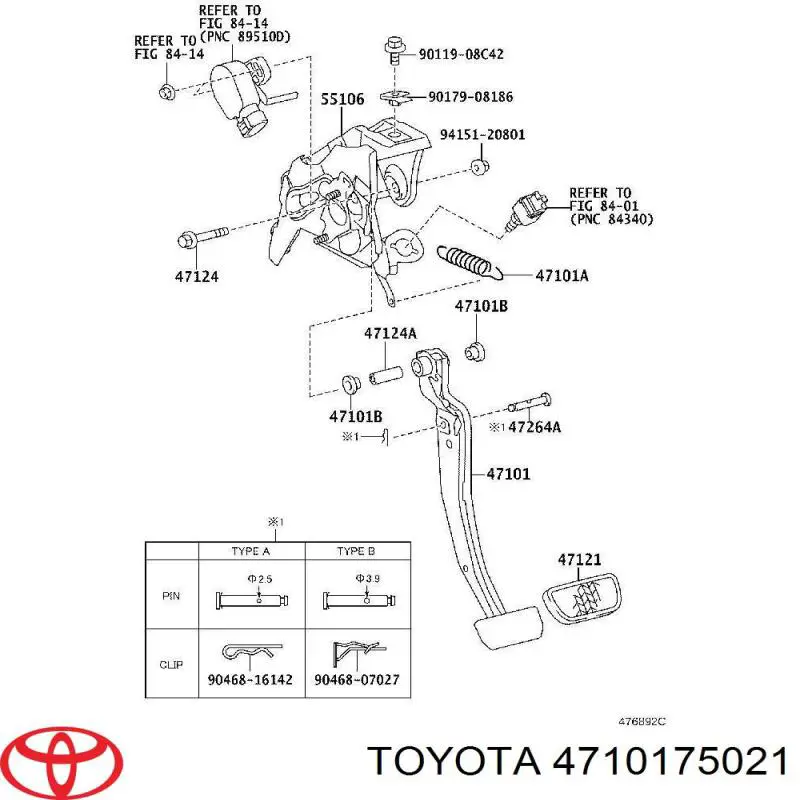 Педаль гальма Toyota 4710175021 ціна, від 14.09 USD