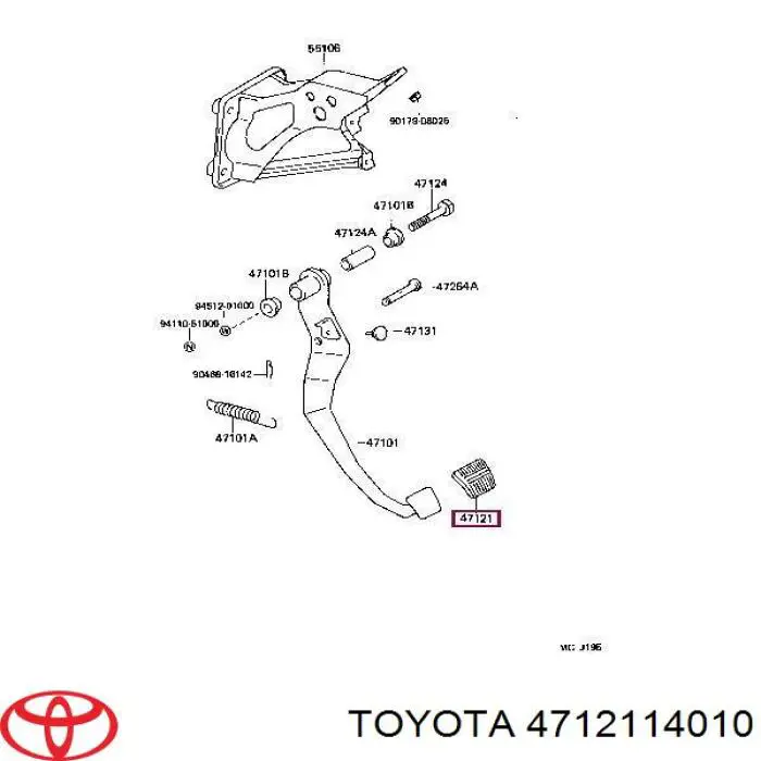 Накладка педалі зчеплення Toyota RAV4 1 Cabrio (SXA 10) (Тойота Рав4)