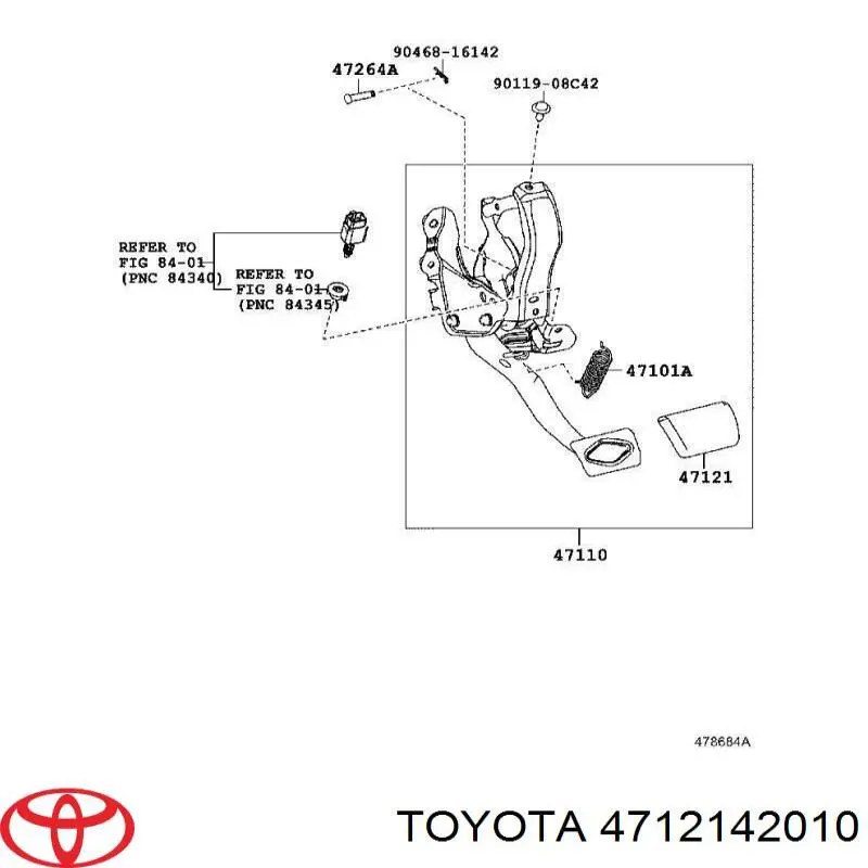 Накладка педалі гальма Toyota Previa (ACR50) (Тойота Превія)