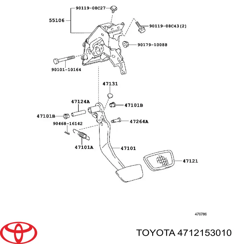 Педаль гальма Toyota 4712153010 ціна, від 68.97 USD