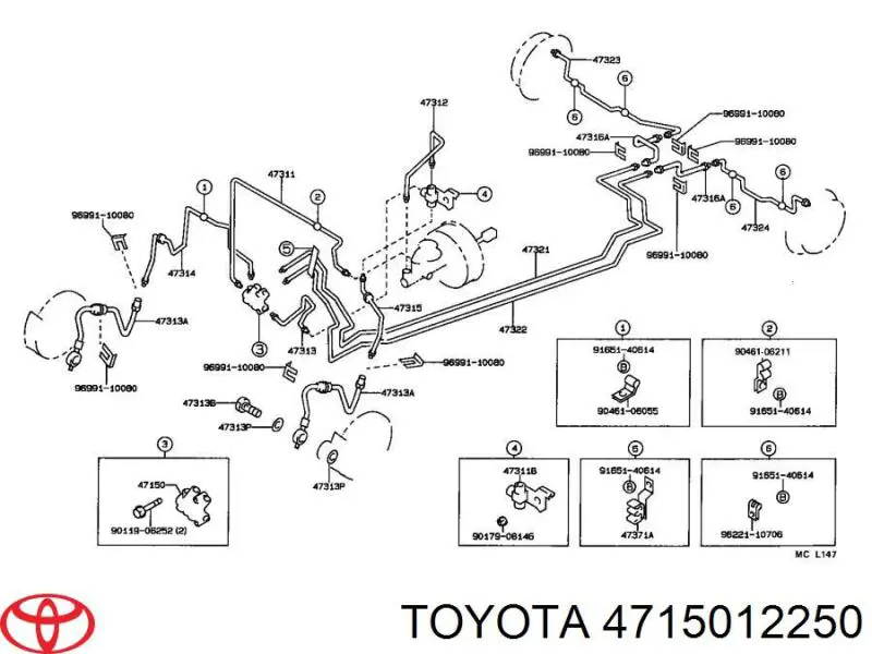 Педаль гальма Toyota 4715012250 ціна, від 28.12 USD