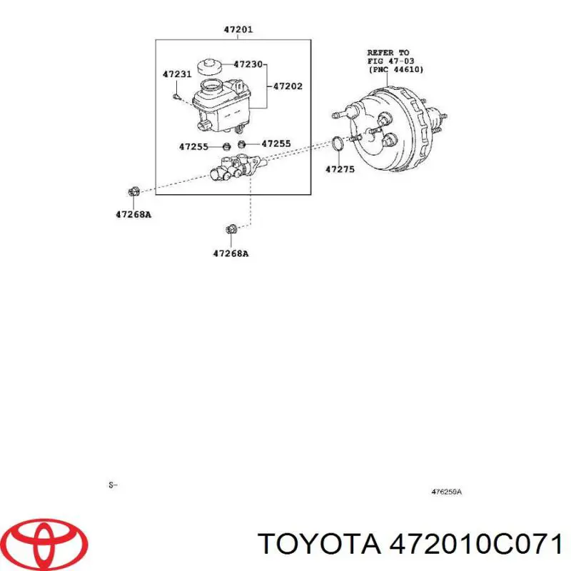 472010C071 Toyota Циліндр гальмівний, головний