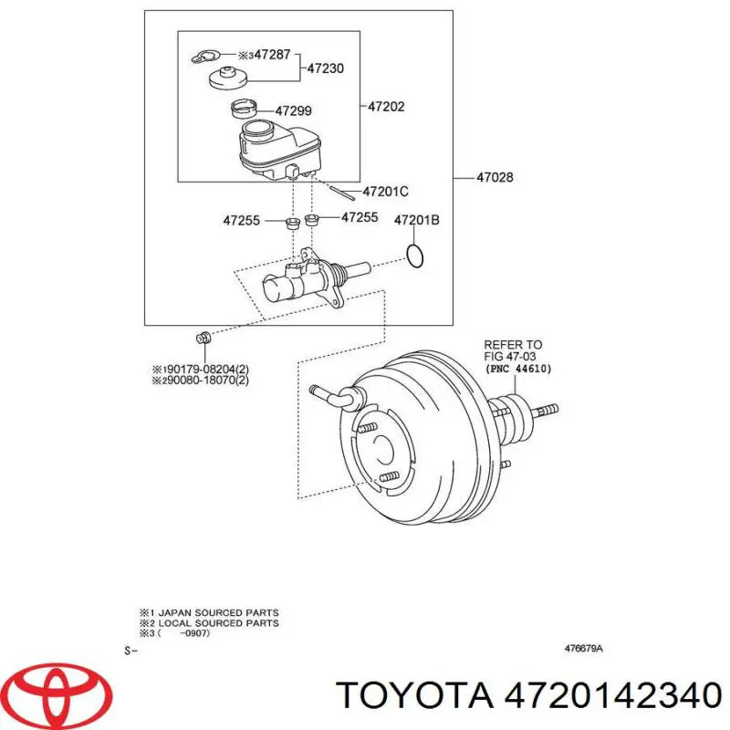 4720142340 Toyota Циліндр гальмівний, головний