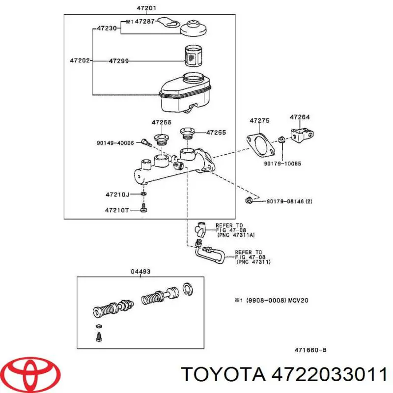 Бачок головного гальмівного циліндру (гальмівної рідини) Toyota Camry (V10) (Тойота Камрі)