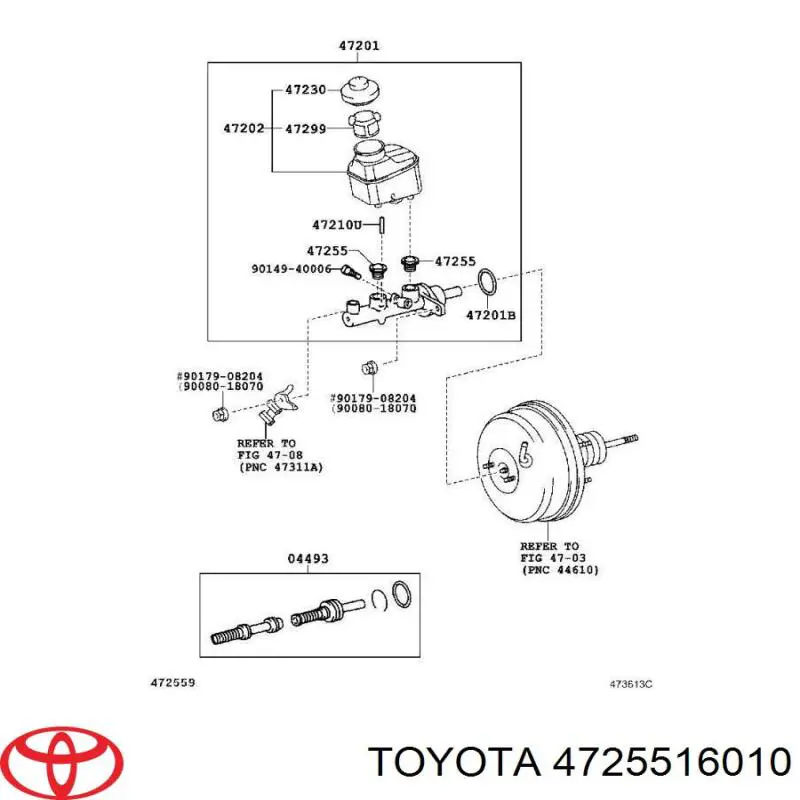 Ущільнення бачка головного гальмівного циліндра Toyota Camry (V10) (Тойота Камрі)