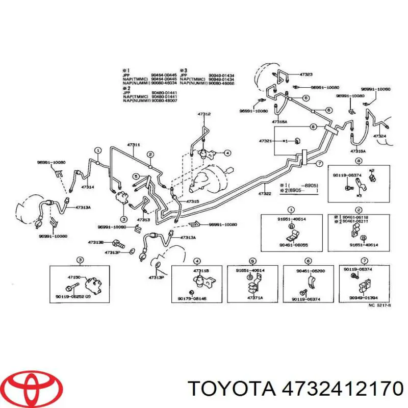Трубка гальмівна, задня, ліва на Toyota Corolla (E9)