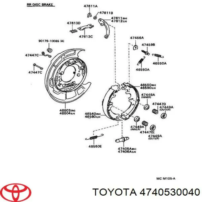 Регулятор заднього барабанного гальма Toyota Camry (V10) (Тойота Камрі)