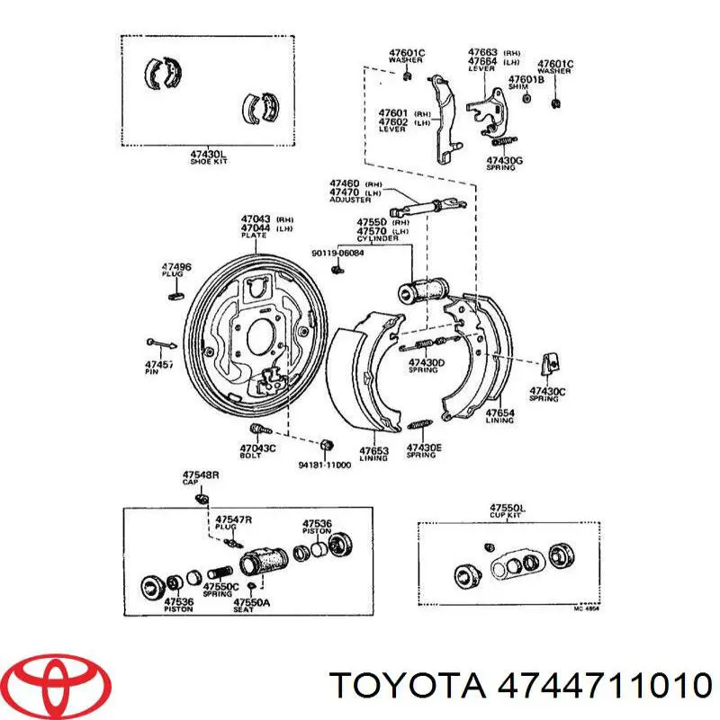 4744711010 Toyota ремкомплект гальмівних колодок