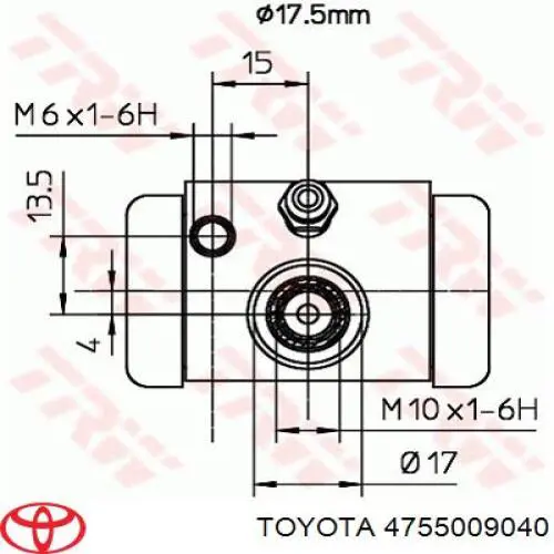 Циліндр гальмівний колісний/робітник, задній 4755009040 Toyota