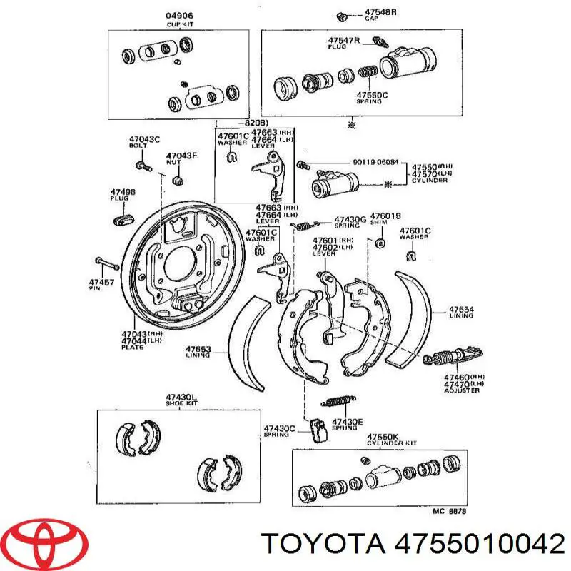 Робочий циліндр Toyota 4755010042 ціна, від 8.01 USD