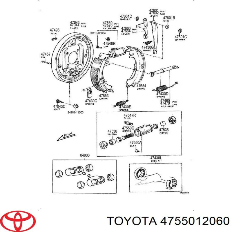 Купити 4755012060 Toyota Циліндр гальмівний колісний/робітник, задній