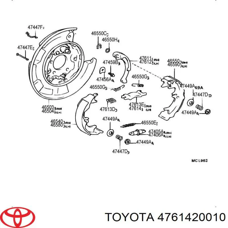 Купити 4761420010 Toyota Скоба-розтяжка гальмівного барабана, ліва