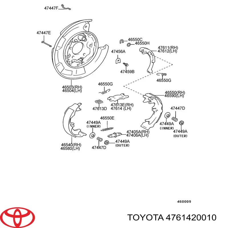 Скоба-розтяжка гальмівного барабана, ліва Toyota 4761420010 ціна, від 31.67 USD