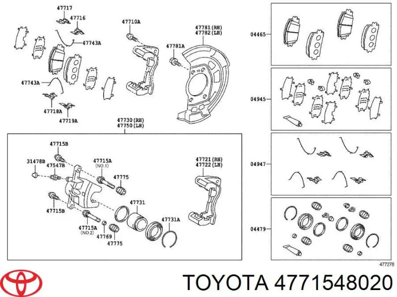Купити 4771548020 Toyota Направляюча супорту переднього, верхня