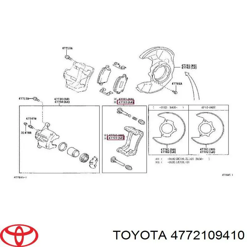 Скоба супорту переднього 4772109410 Toyota