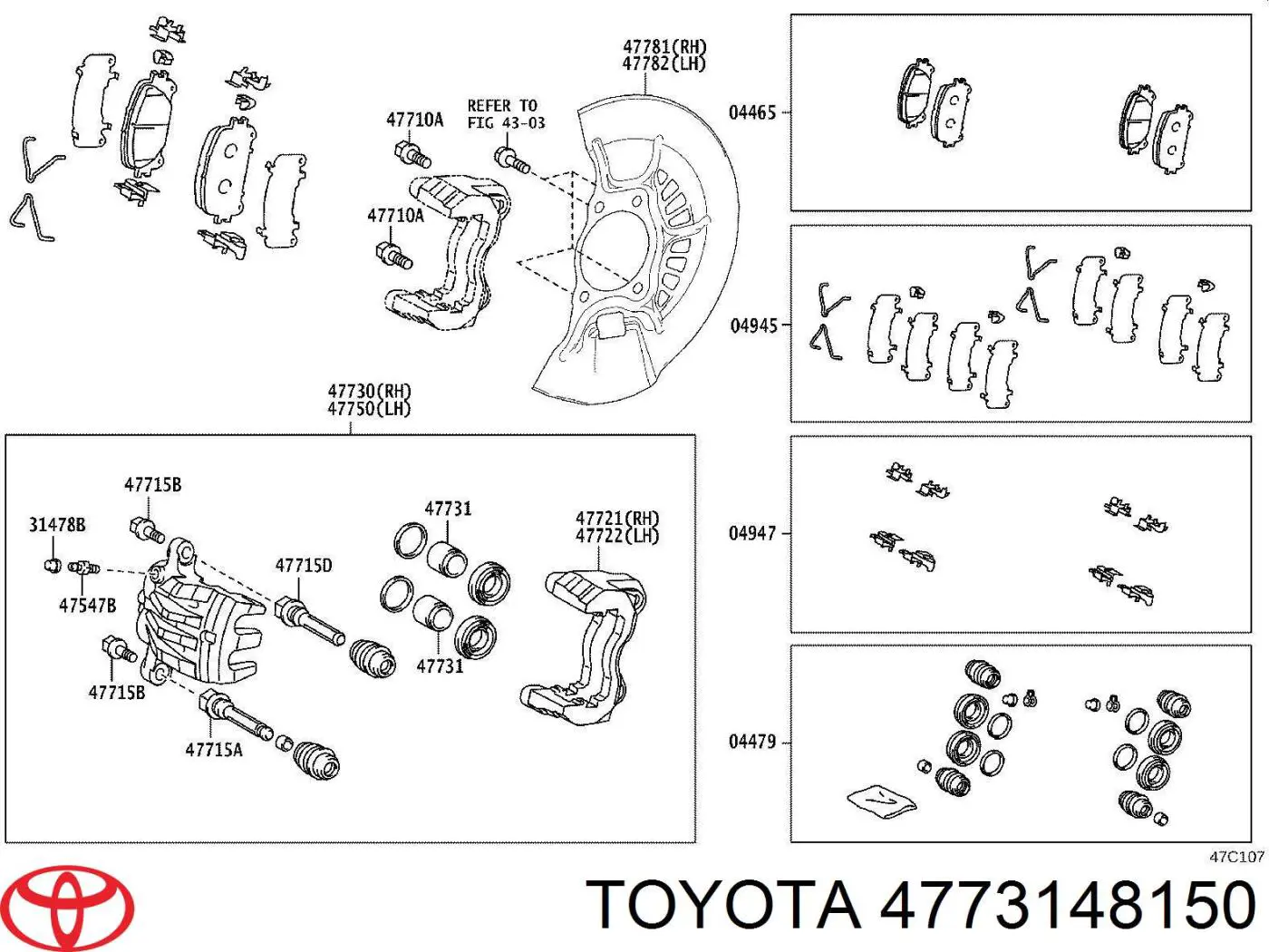 4773148150 Toyota поршень супорту гальмівного, переднього
