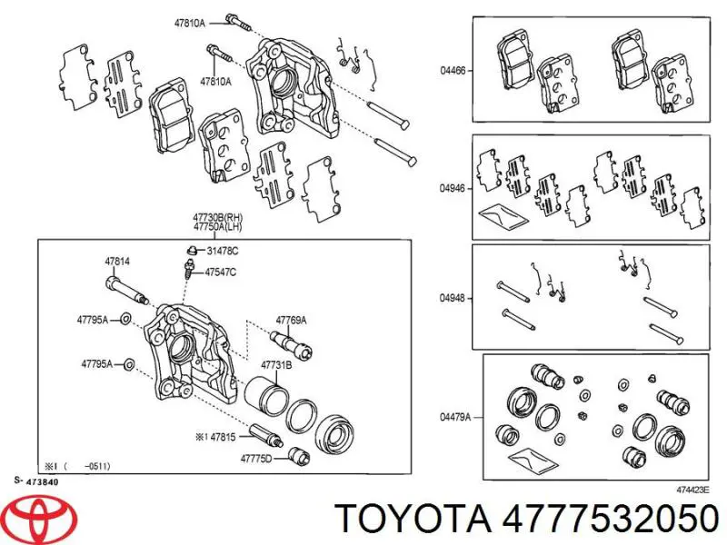 4777532050 Toyota пильник направляючої супортугальмівного, заднього