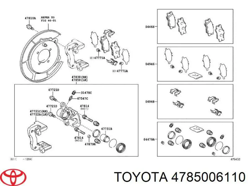4785006110 Toyota Супорт гальмівний задній лівий