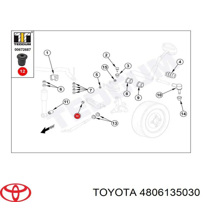 Купити 4806135030 Toyota Сайлентблок передньої підвіски