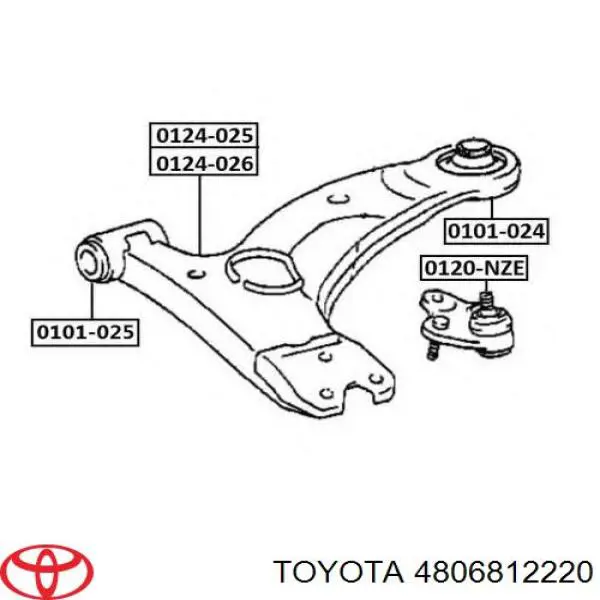 Важіль передньої підвіски нижній, правий 4806812220 Toyota