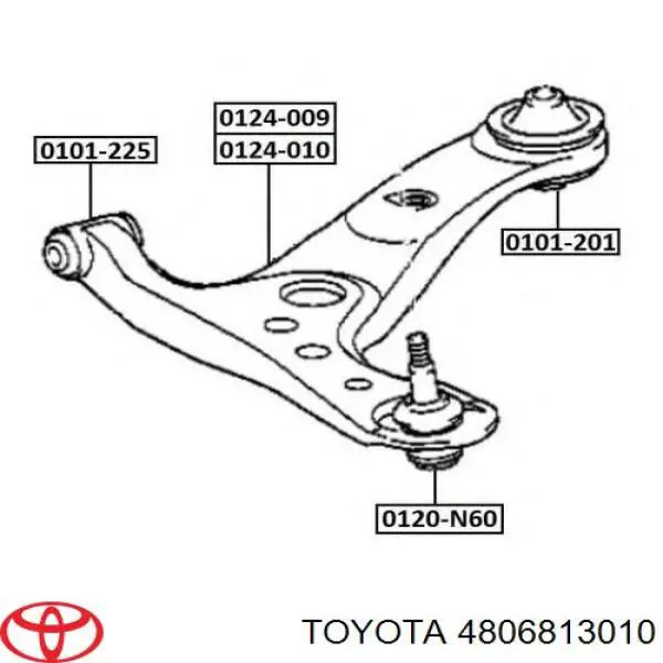 Правий важіль передній нижній підвіски Toyota 4806813010