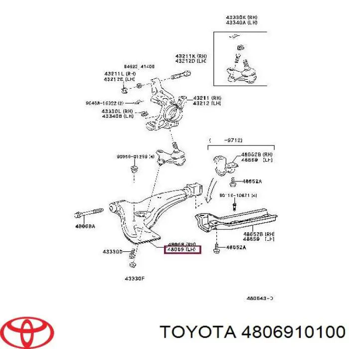 Важіль передньої підвіски нижній, лівий Toyota Starlet 4 (EP91) (Тойота Старлет)