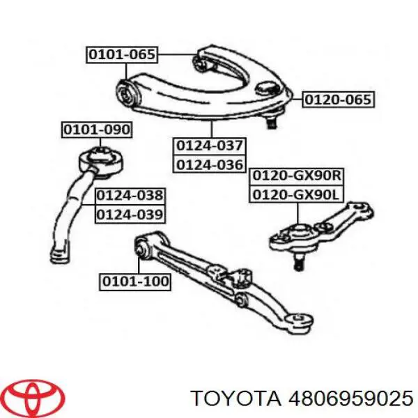 4806959025 Toyota важіль передньої підвіски нижній, лівий