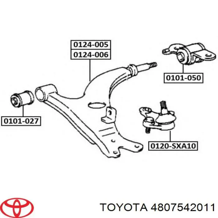 4807542011 Toyota сайлентблок переднього нижнього важеля