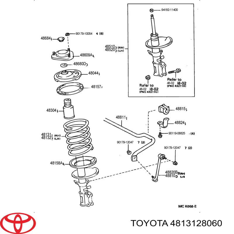 4813128060 Toyota Пружина передня, права