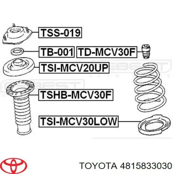 4815833030 Toyota проставка (гумове кільце пружини передньої, нижня)