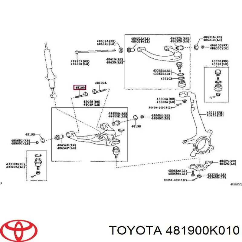 Болт переднього важеля, нижнього Toyota 481900K010 ціна, від 10.38 USD
