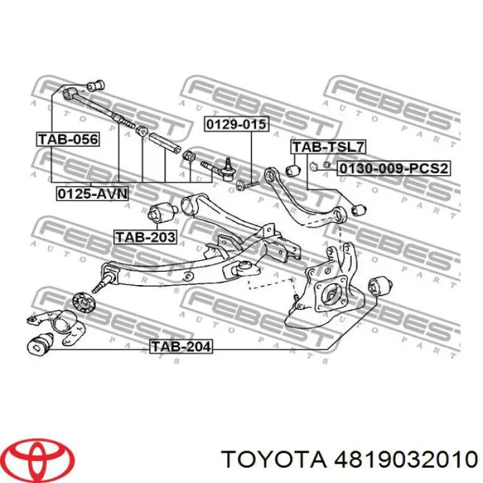 Болт кріплення заднього верхнього важеля, внутрішній Toyota 4819032010 ціна, від 6.71 USD