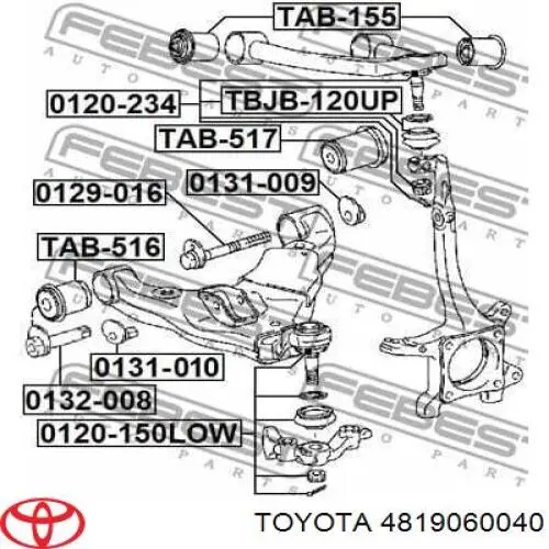 4819060040 Toyota болт переднього важеля, нижнього
