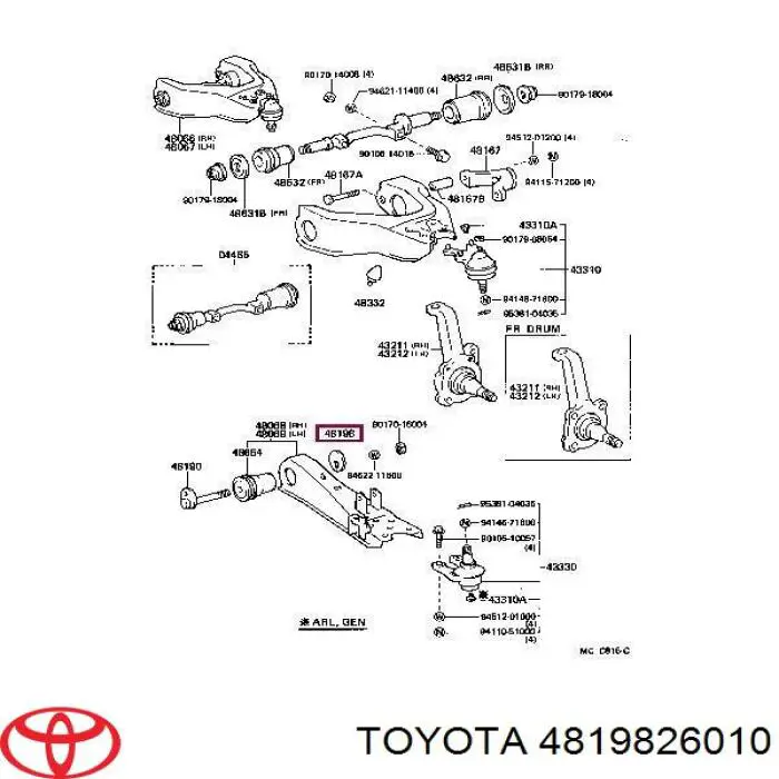 4819826010 Toyota гайка заднього нижнього важеля ексцентрична (розвалу)