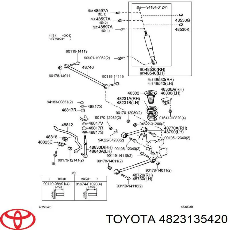 Пружина задня Toyota 4823135420 ціна, від 228.86 USD