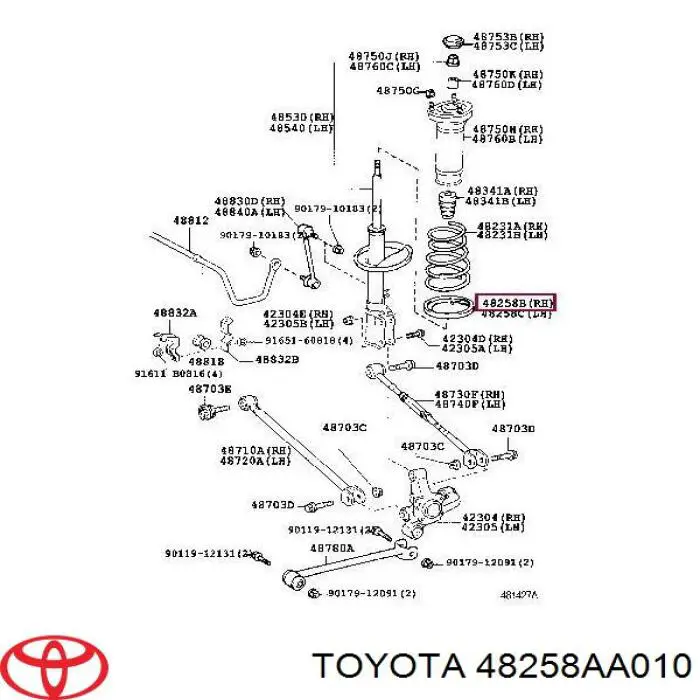 Проставка (гумове кільце) пружини задньої, нижня Toyota 48258AA010 ціна, від 11.13 USD