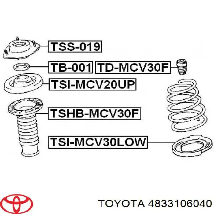 Буфер-відбійник амортизатора переднього Toyota 4833106040 ціна, від 5.07 USD