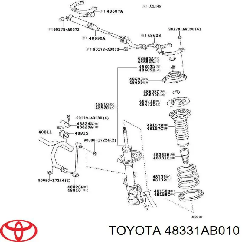 Буфер-відбійник амортизатора переднього Toyota Matrix (Тойота Матрікс)