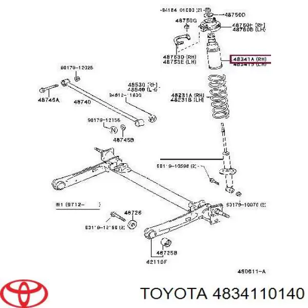 4834110140 Toyota буфер-відбійник амортизатора заднього + пильовик