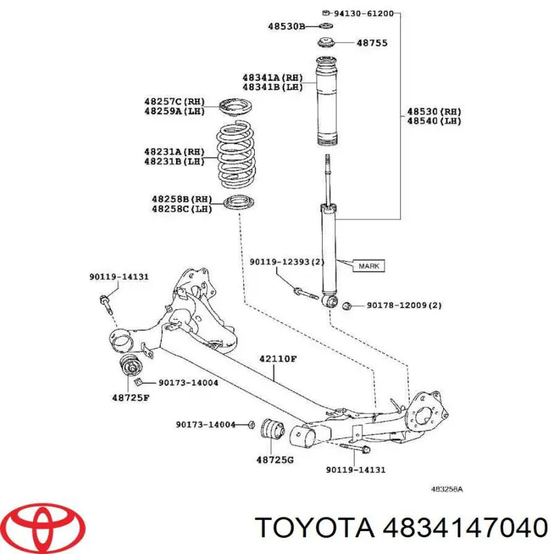 Відбійник на задні амортизатори Toyota 4834147040 ціна, від 31.67 USD
