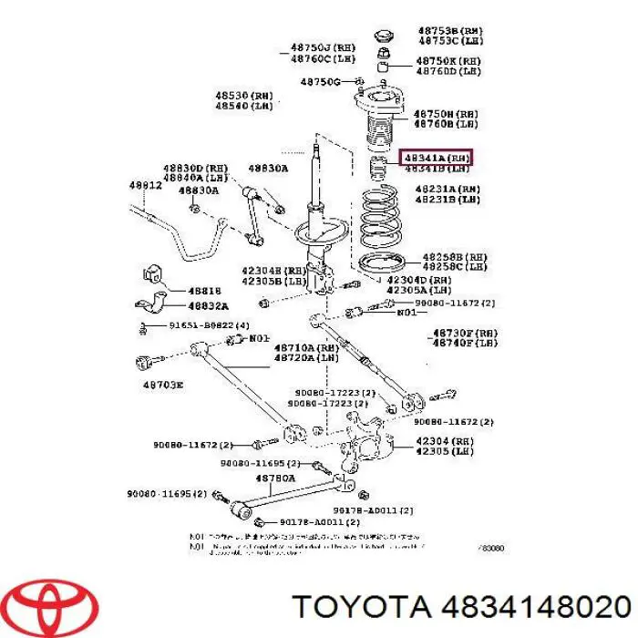 4834148020 Toyota буфер-відбійник амортизатора заднього