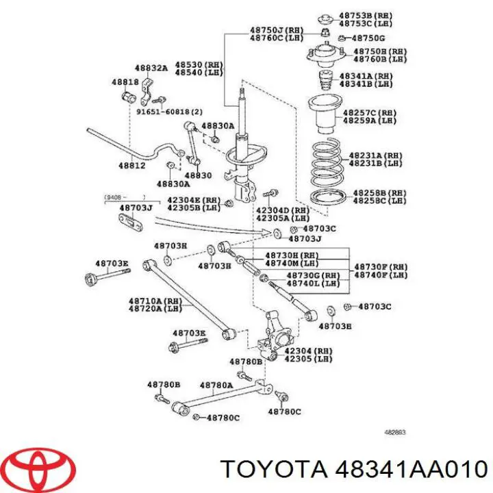 Відбійник на задні амортизатори Toyota 48341AA010 ціна, від 7.60 USD