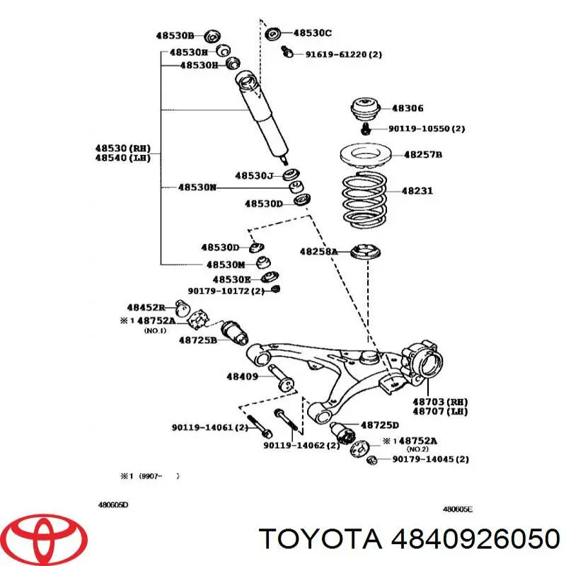 Болт кріплення заднього нижнього важеля на Toyota Hiace (H1, H2)