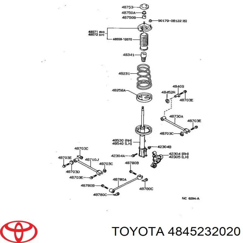 4845232020 Toyota болт кріплення заднього розвального важеля, внутрішній