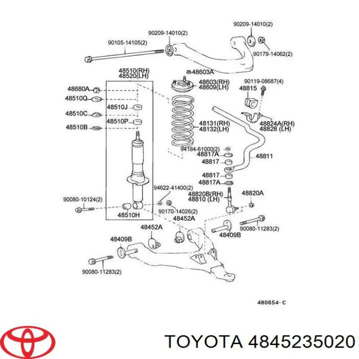 Гайка болта кріплення переднього важеля, нижнього Toyota 4845235020 ціна, від 11.90 USD