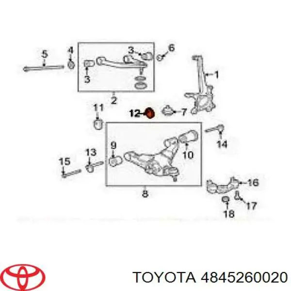 4845260020 Toyota шайба болта кріплення переднього важеля, нижнього