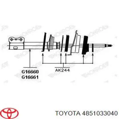 Амортизатор передній, правий 4851033040 Toyota