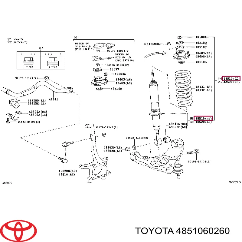 Стойка амортизатора передняя Toyota 4851060260 ціна, від 142.96 USD