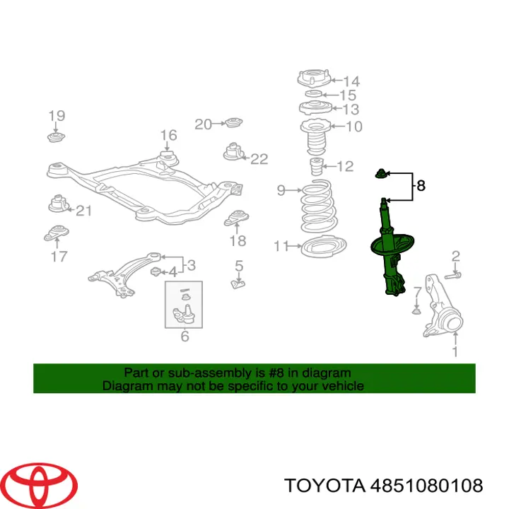 Амортизатор передній, правий 4851080108 Toyota