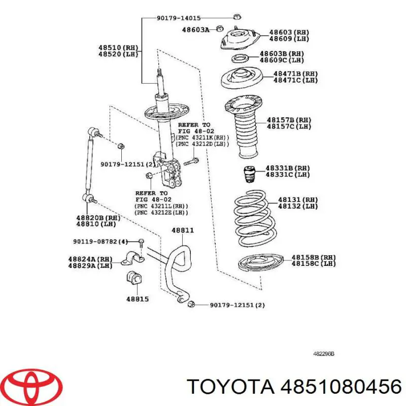 Амортизатор передній, правий 4851080456 Toyota